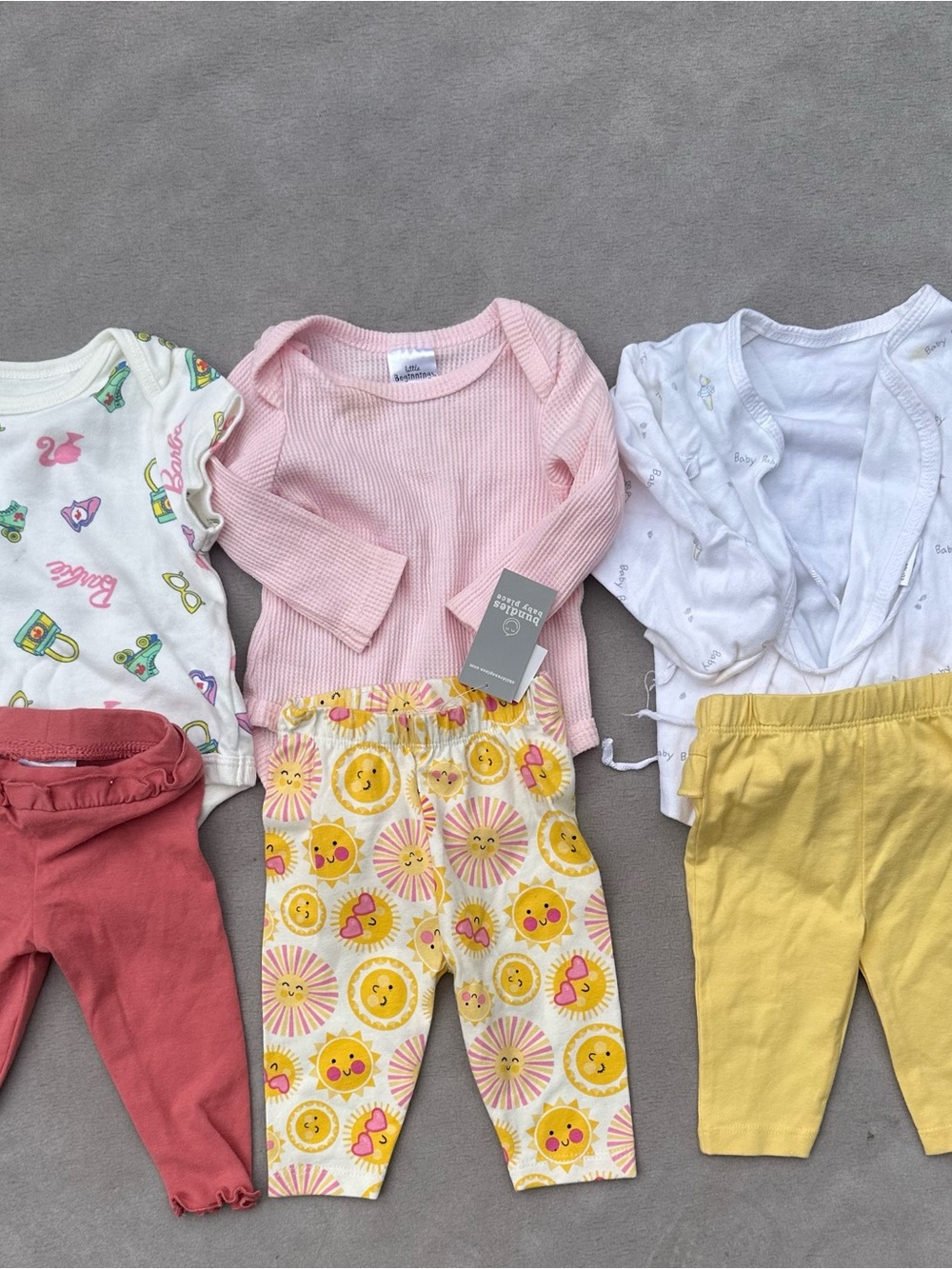 Baby Girl Pink Ribbed Top & Sunny Sun Print Pants Set